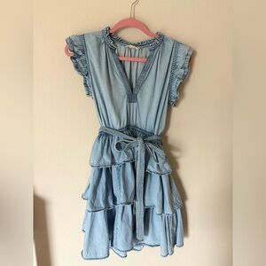 Elan | Dresses | Elan Three Tiered Ruffle Denim Dress Size Small | Poshmark